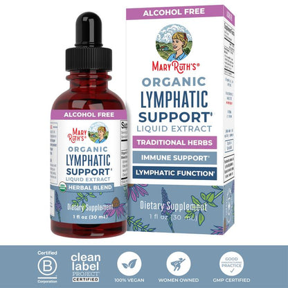 Lymphatic Support Herbal Blend Liquid Drops - USDA Organic Lymphatic Cleanse - Vegan - 30 Servings